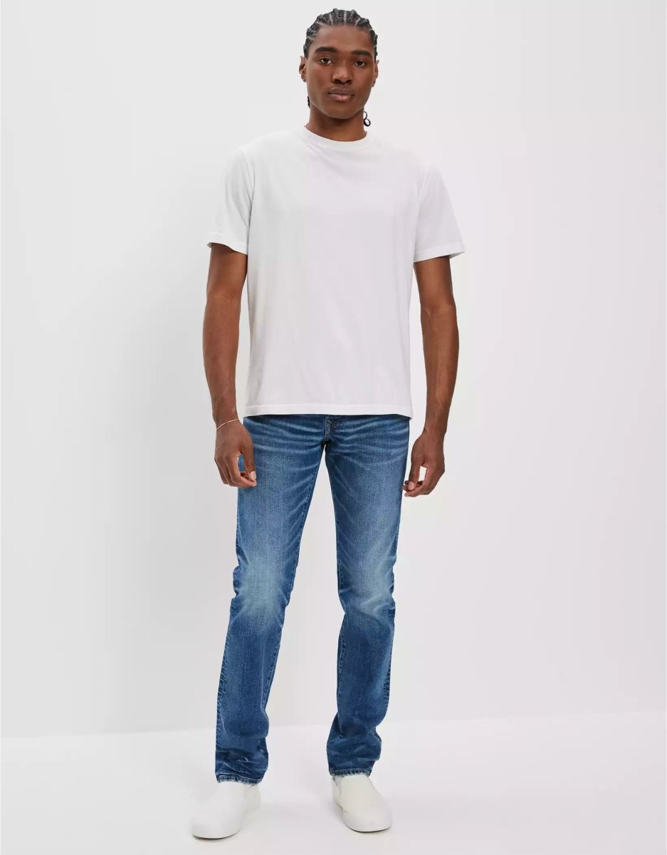 Jean American Eagle AE Flex Slim Droit Grise Bleu Homme | XSY-14430227